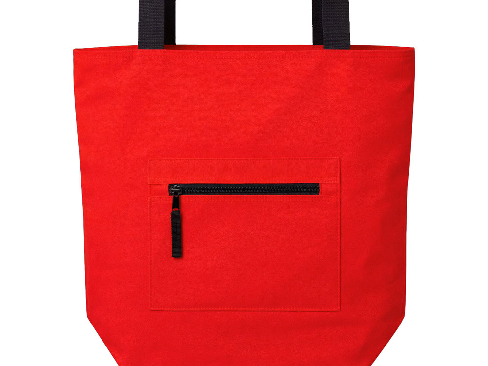 Сумка на молнии Zipper  Neo из хлопка 280 г c карманом на молнии спереди, красный-5