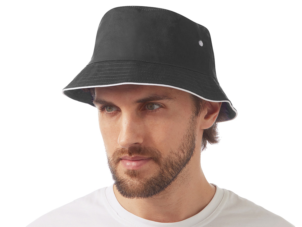 Панама с контрастной окантовкой , темно-серый/белый-1