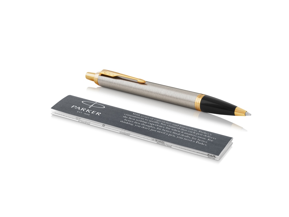 Ручка шариковая Parker IM Core Brushed Metal GT, серебристый/золотистый-1