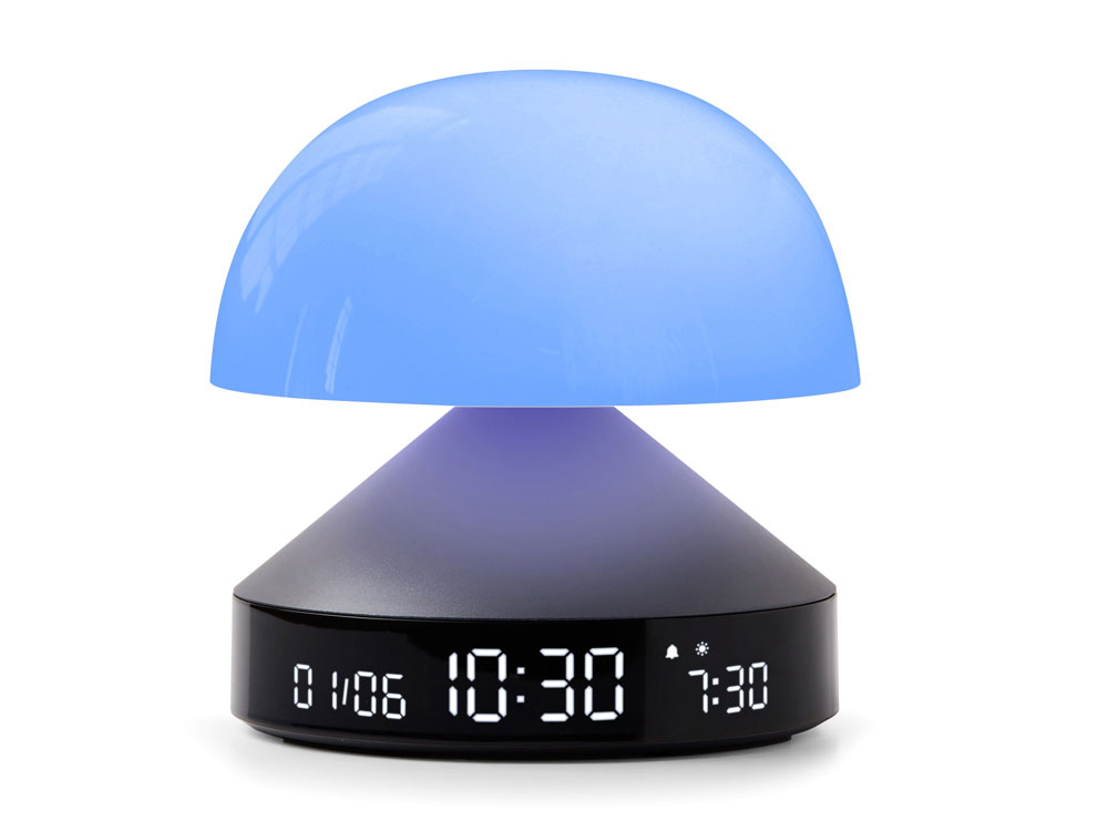 Светильник с часами и световым будильником Mina Sunrise, темно-серый-5