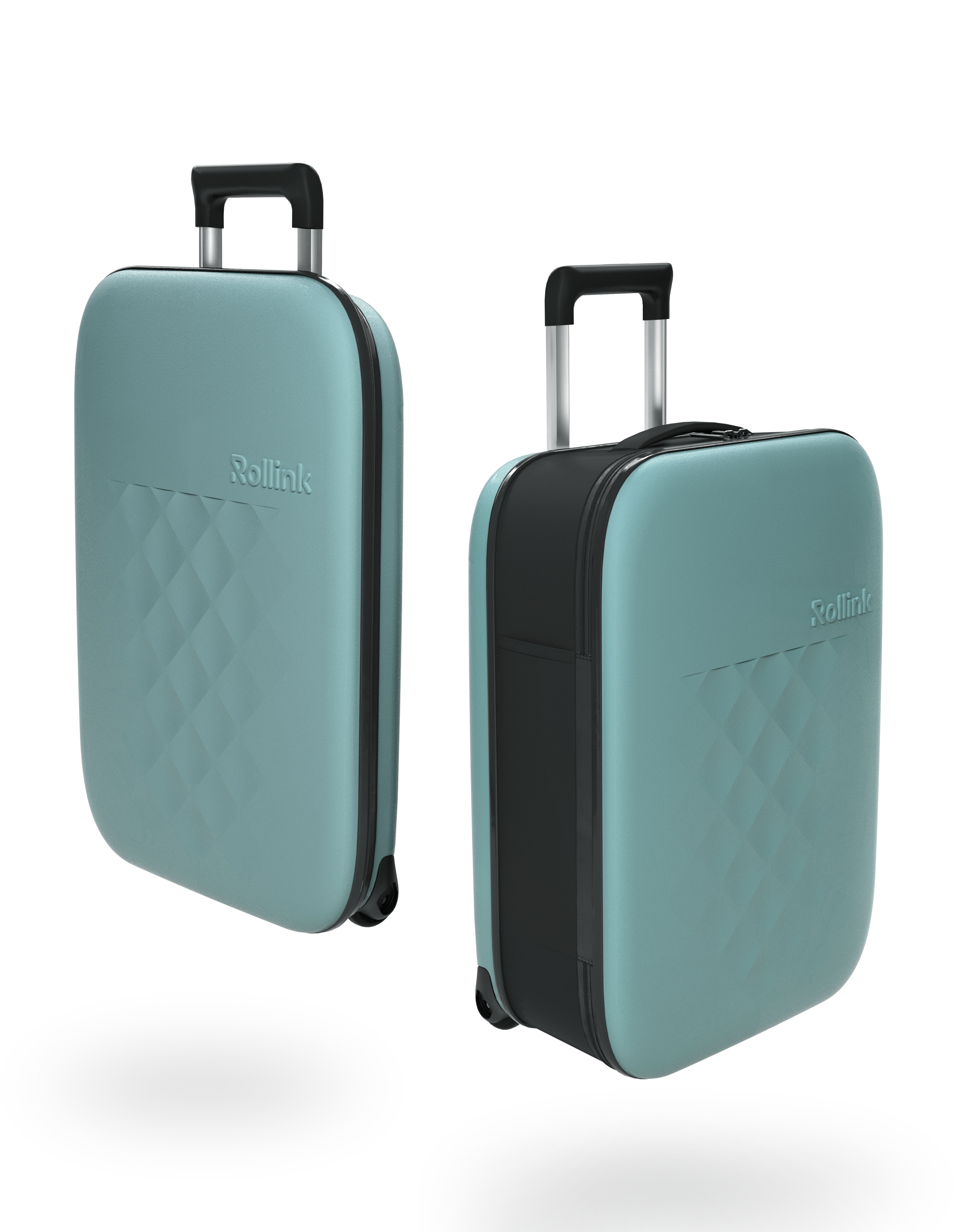 Чемодан складной Rollink Vega II 55x40x20 см, 2 колеса, бирюзовый-2