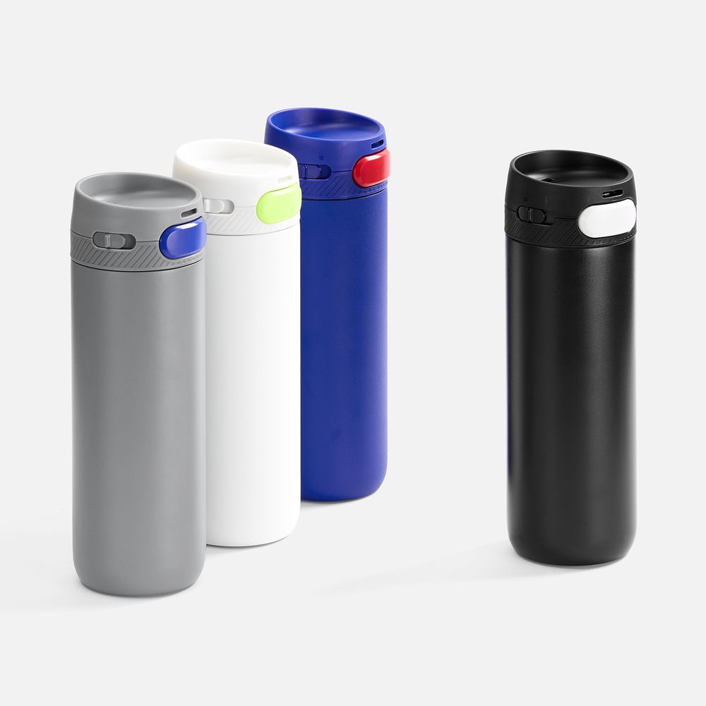 Термостакан X1 с цветной кнопкой, белый с желтым-3