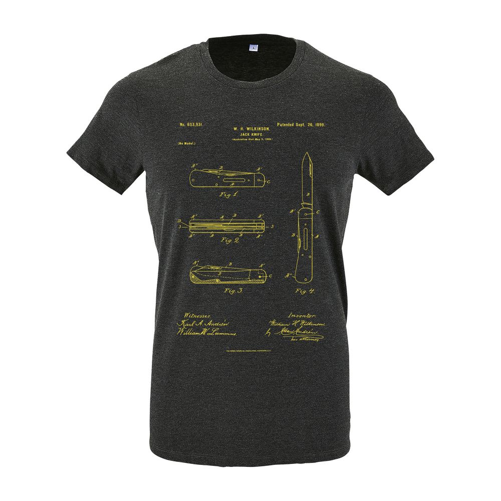 Футболка приталенная Old Patents. Knife, черный меланж-2