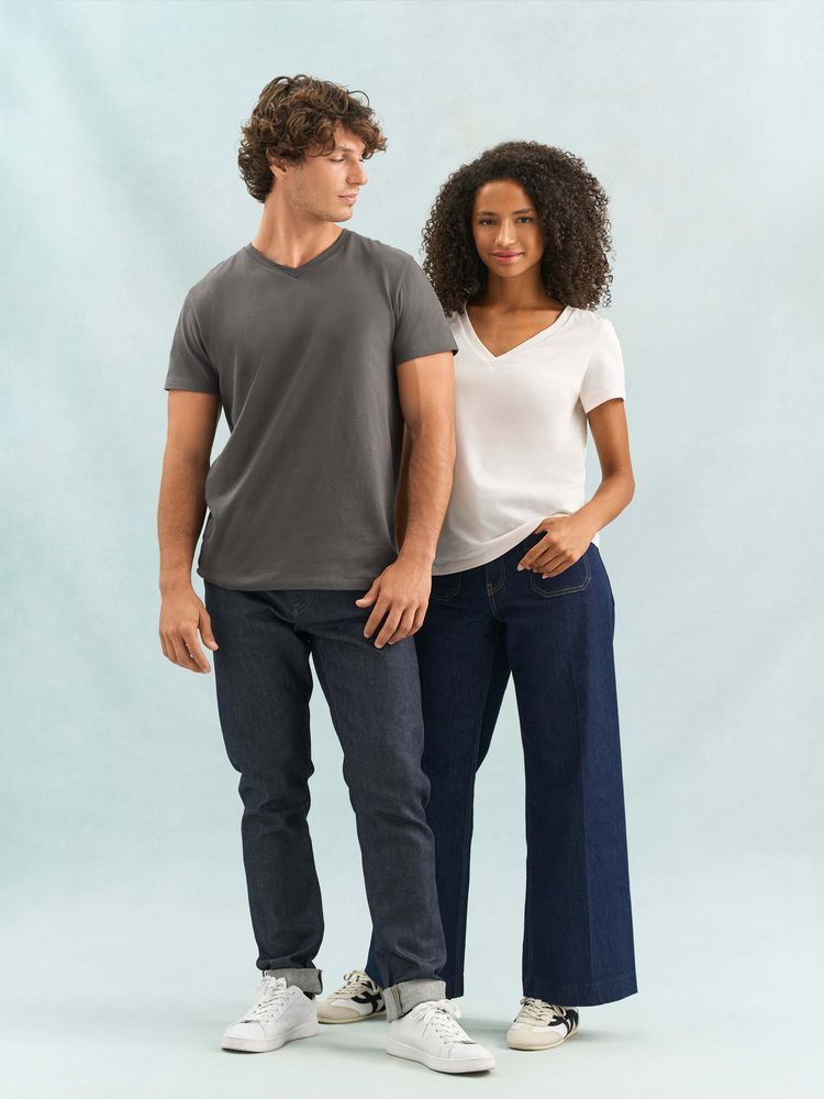 Футболка унисекс Regent с V-образным вырезом, молочно-белая-2