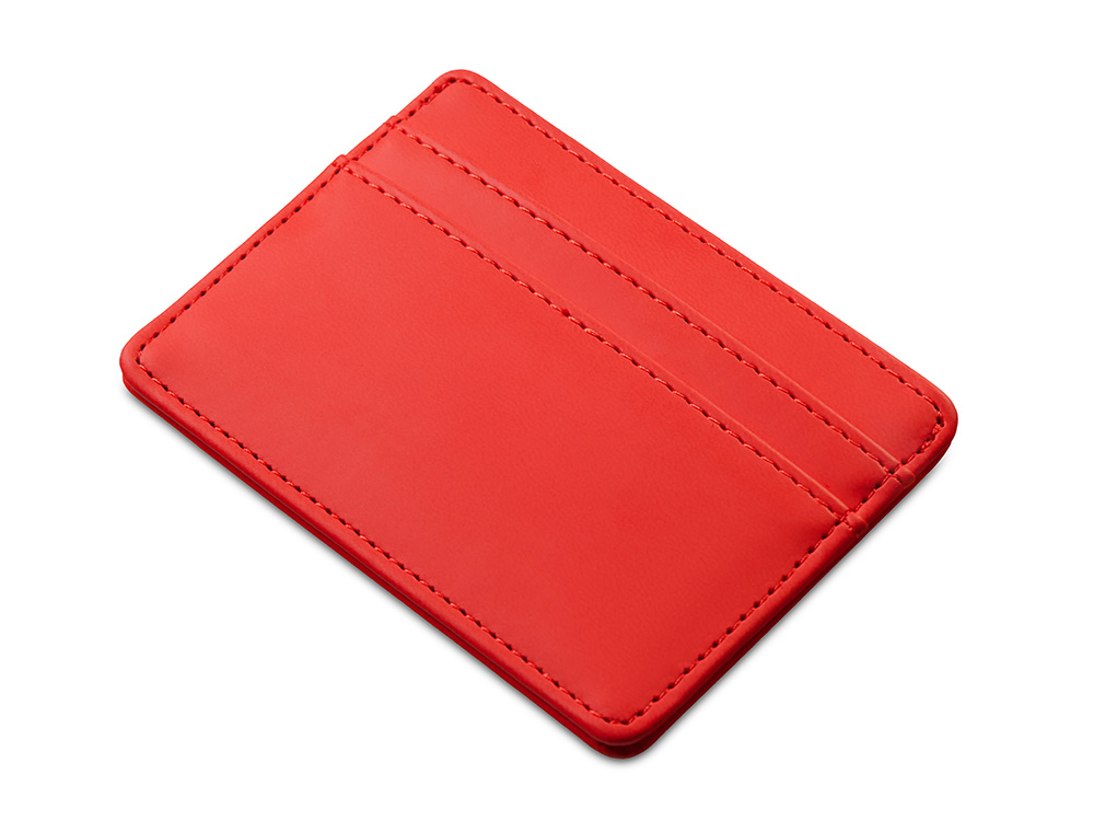 Картхолдер для двух карт и наличных денег с зажимом Crave, красный-0