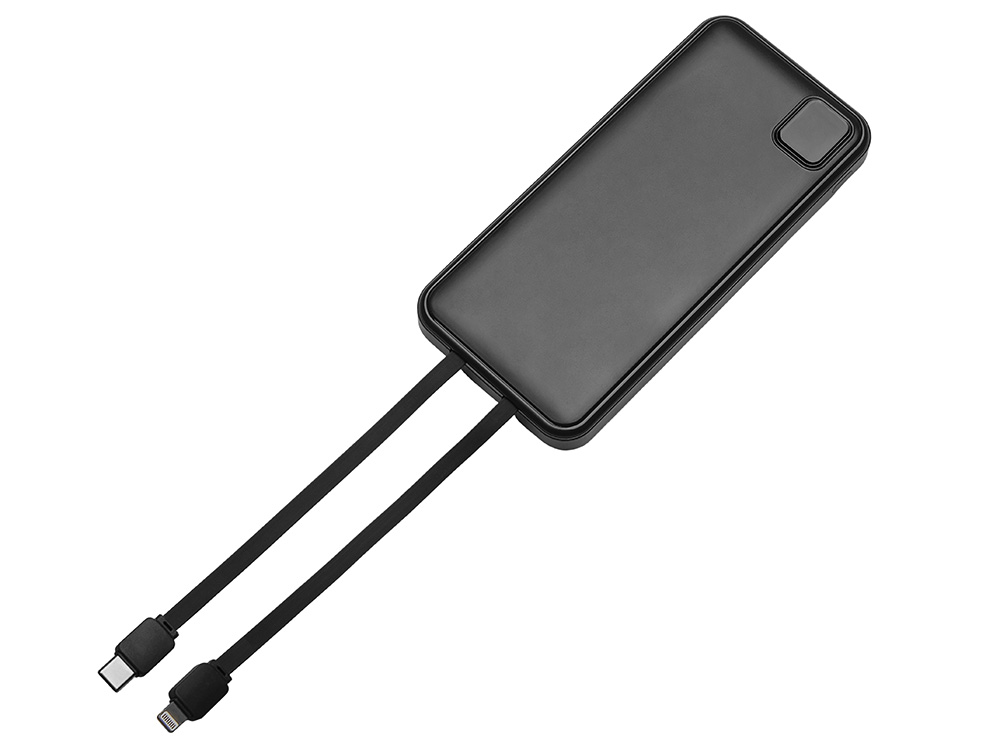 Внешний аккумулятор со встроенными кабелями Фрэйм, 10000мач, черный-3