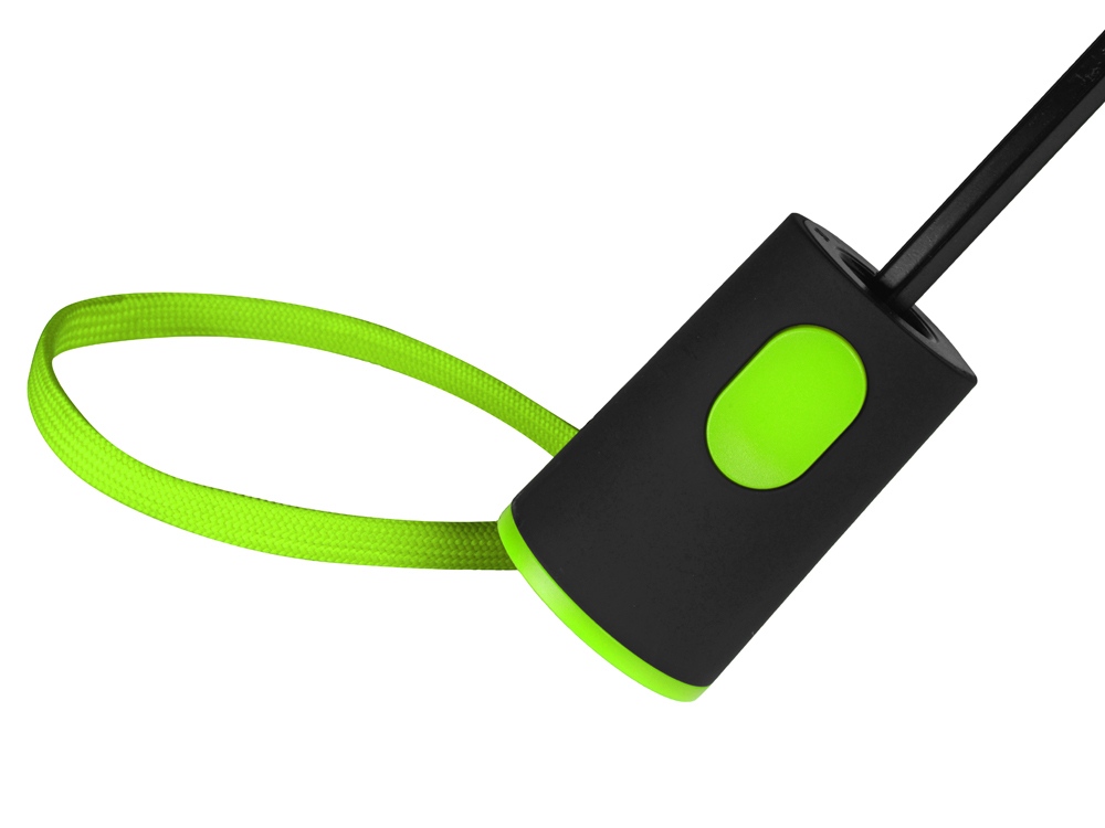 Зонт-полуавтомат складной Motley с цветными спицами, черный/зеленое яблоко-5