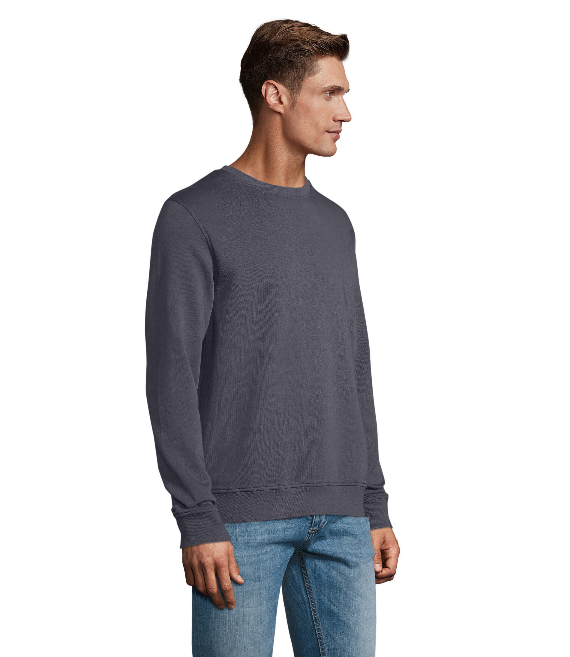 Толстовка свитшот унисекс COMET 280 из органического хлопка, темно-серый меланж-2