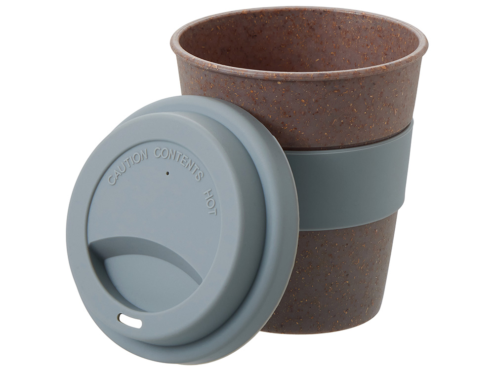 Стакан с силиконовой крышкой Cafe, серый-2