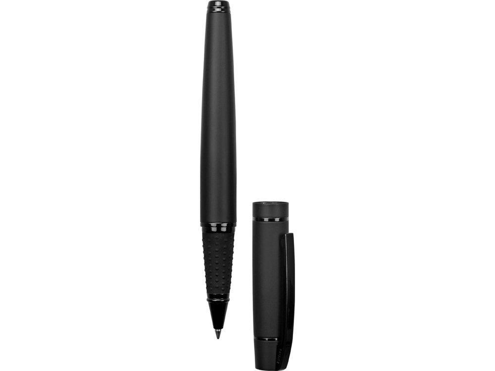Ручка металлическая роллер Uma VIP R GUM soft-touch с зеркальной гравировкой, черный-2