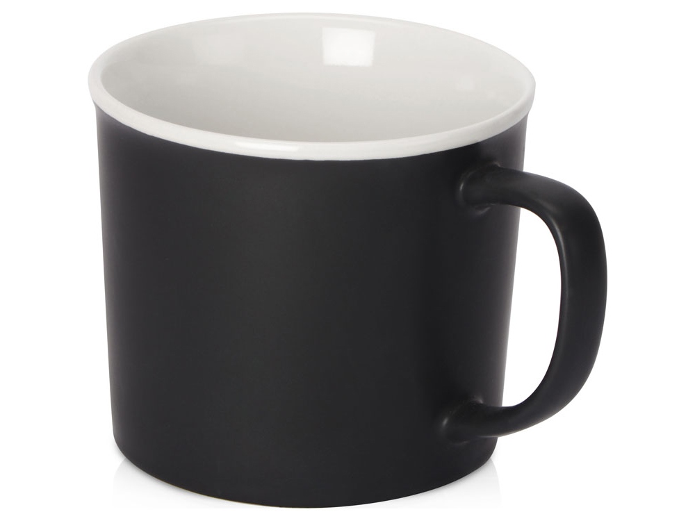Матовая кружка Nancy 360 мл цветная снаружи, белая внутри, черный-0