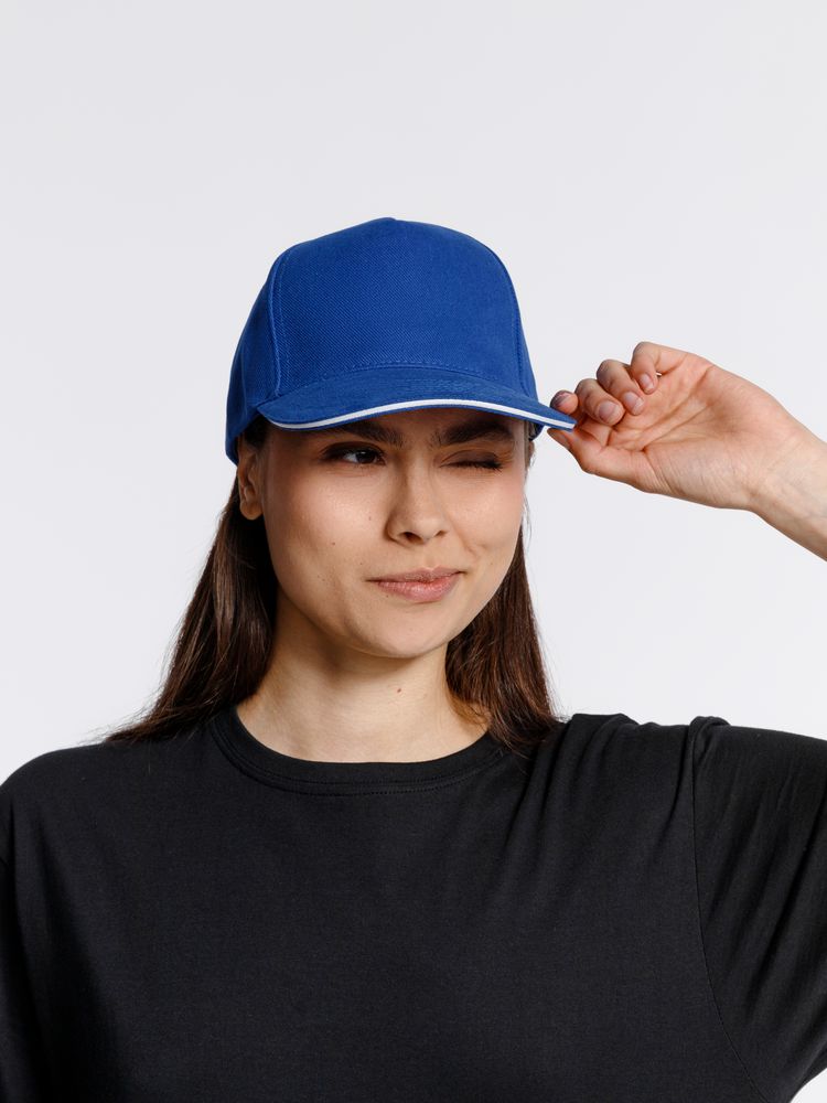 Бейсболка Classic 2.0, ярко-синяя с белым кантом-2