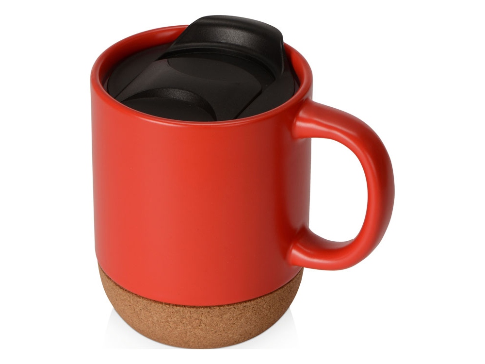 Кружка Denpasar с пробковым дном и крышкой, цветная с двух сторон, красный-0