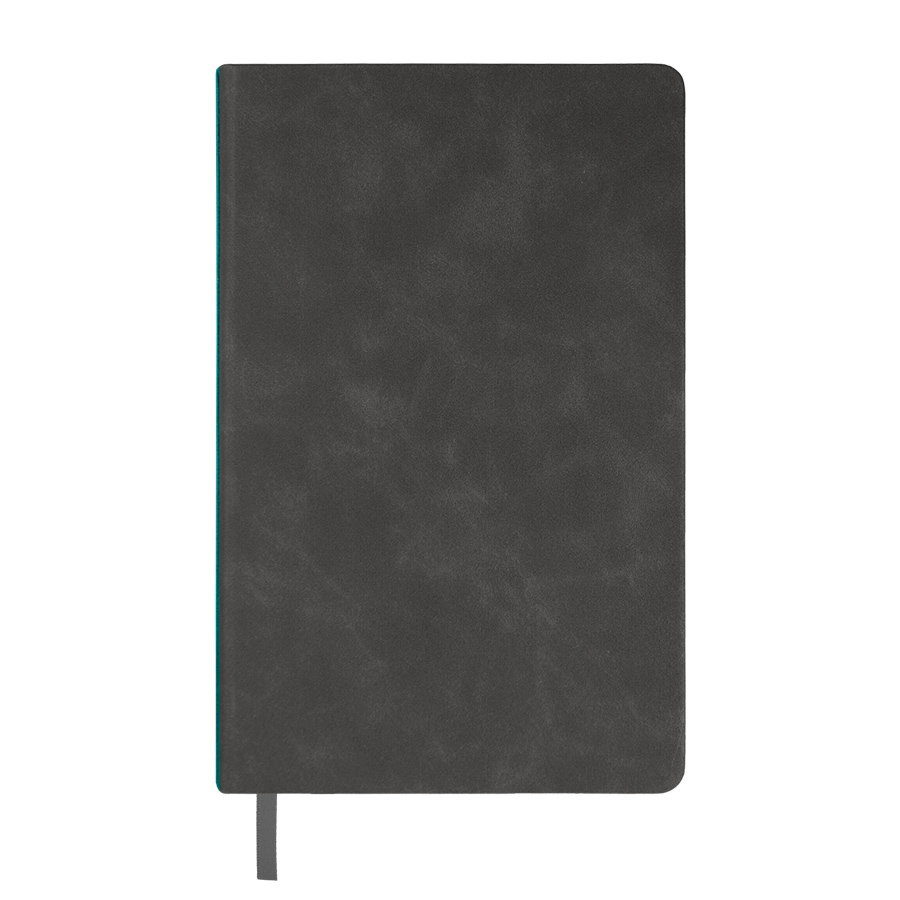 Ежедневник недатированный Muse, темно-серый, А5, с бирюзовой декоративной полосой, блок в линейку, темно-серый-2