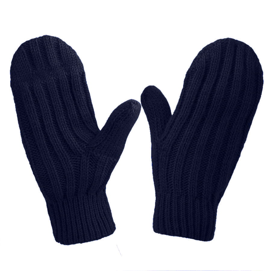 Варежки вязаные НАСВЯЗИ© шерсть/акрил, темно-синий-1