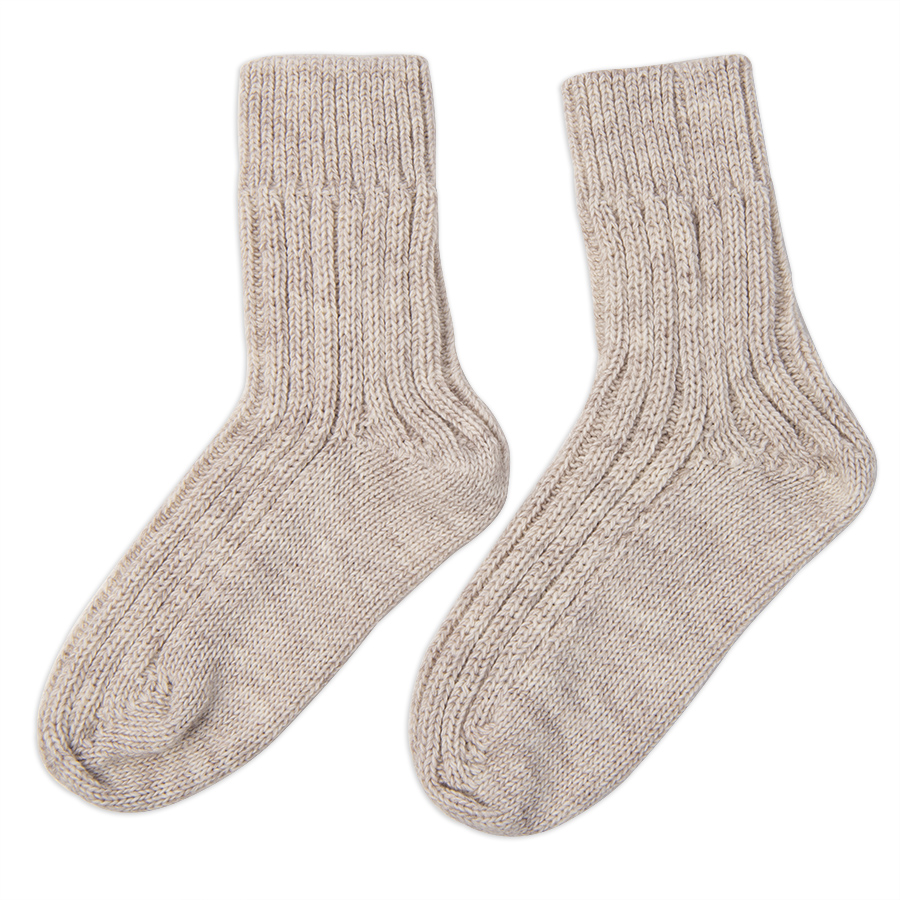 Носки вязаные НАСВЯЗИ© шерсть/акрил, бежевый-0
