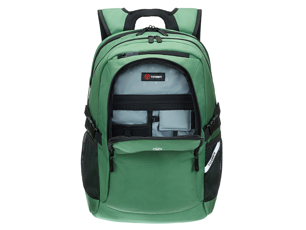 Рюкзак TORBER МЕГАПОЛИС с отделением для ноутбука 16, зеленый, полиэстер, 47 х 34 x 28 см-4