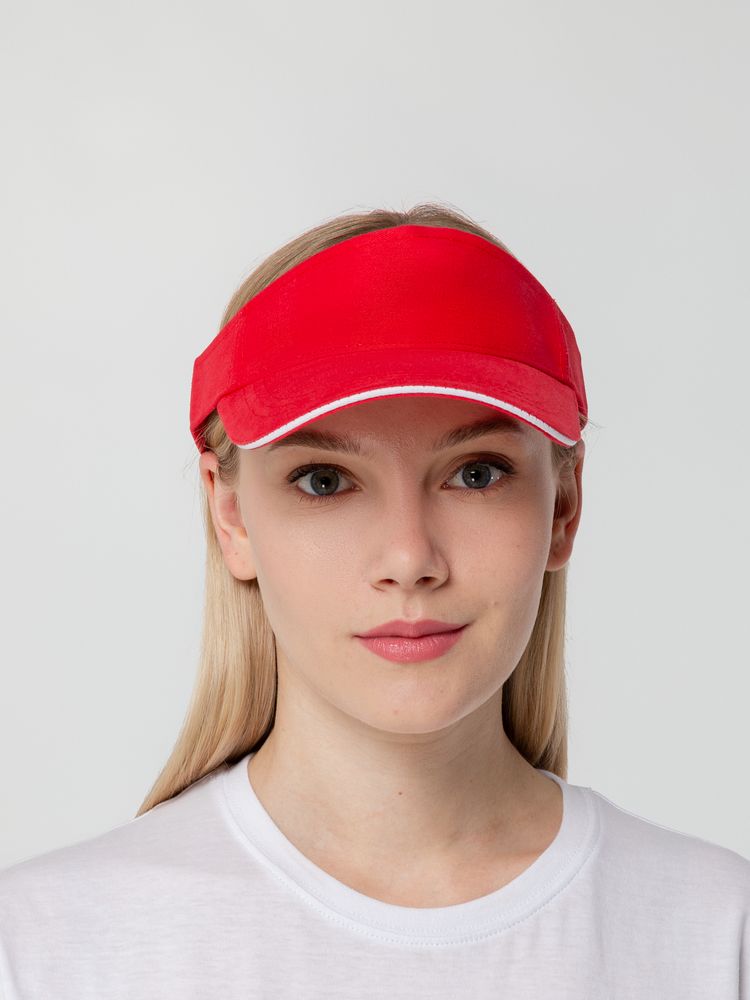 Козырек Active, красный с белым кантом-4