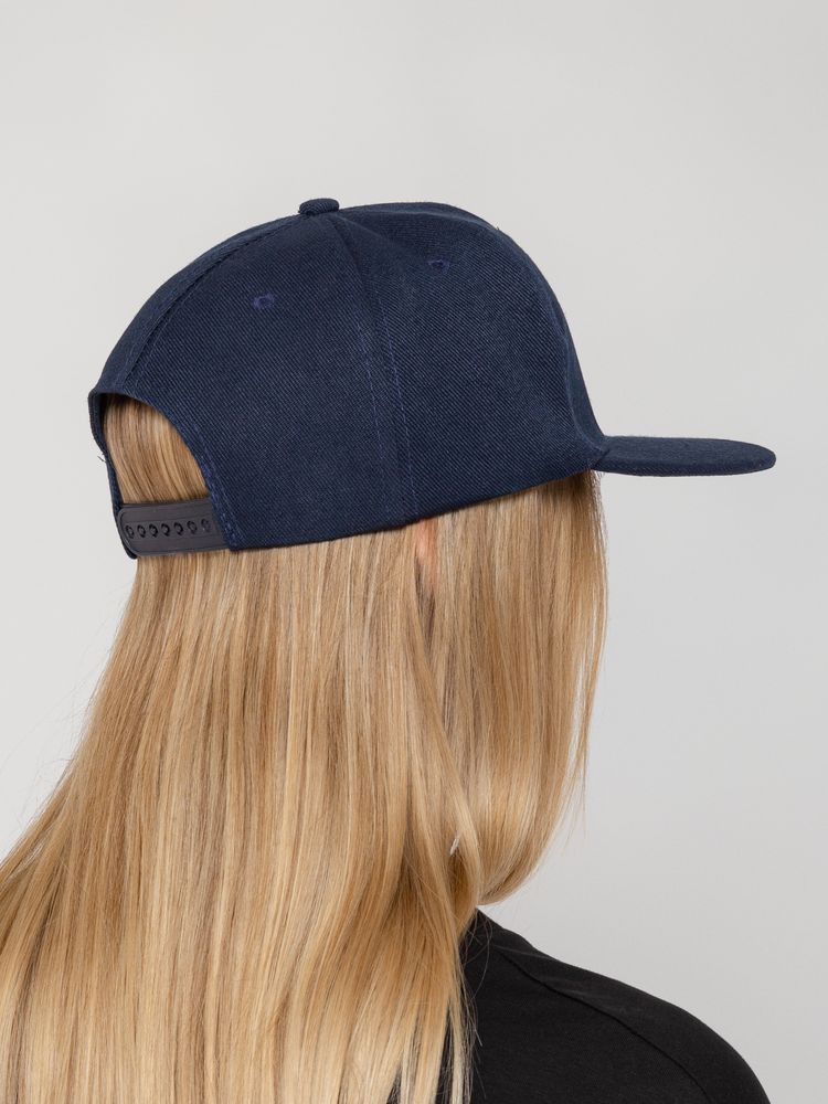 Бейсболка Snapback с прямым козырьком, темно-синяя-4