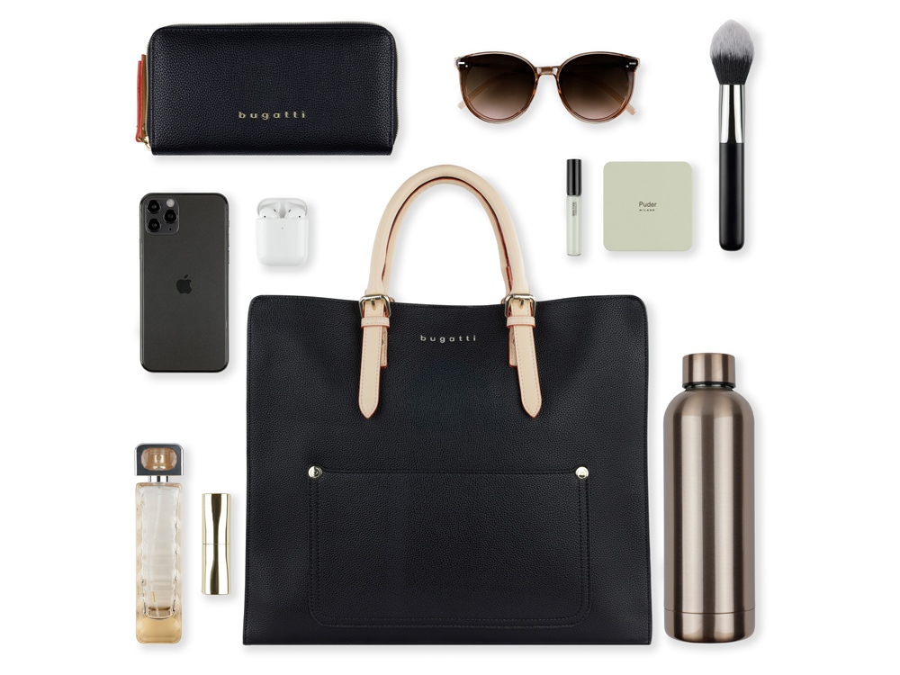 Сумка-шоппер BUGATTI Ella, черная , полиуретан, 37х12х31 см-5