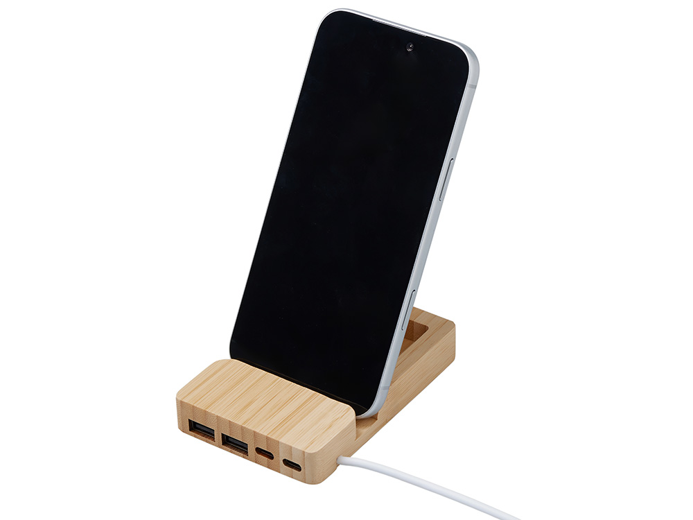 USB хаб Memo, 2*USB, 2*Type C, бамбук-3