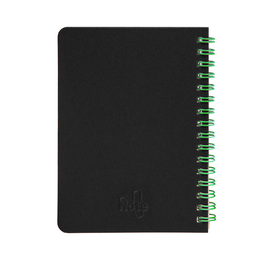 Блокнот на двойной пружине HELIX MINI, 105 х 150  мм, черный с зелёным, блок в клетку, черный, зеленый-2