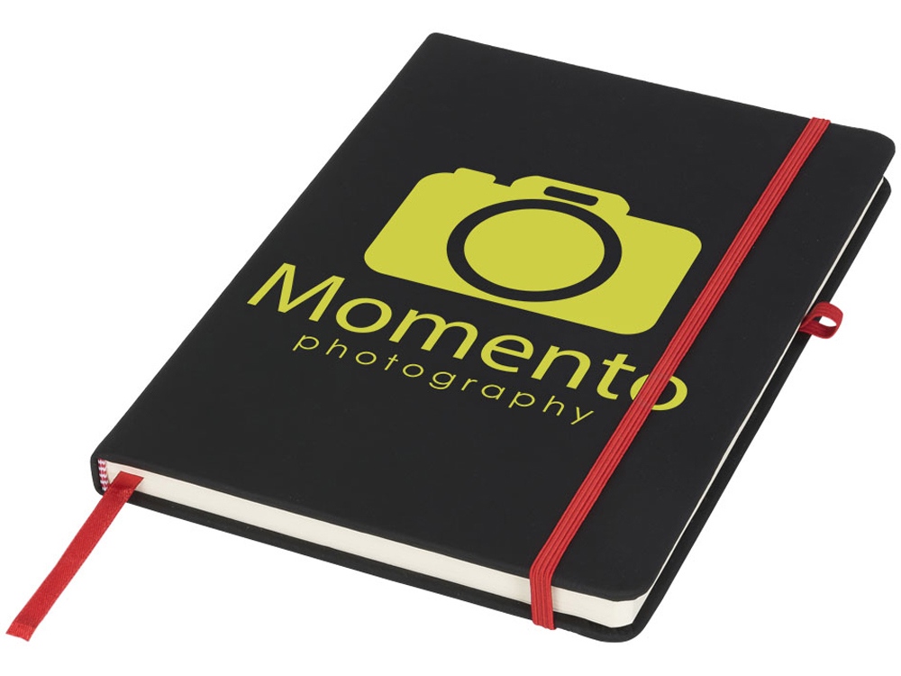 Блокнот Noir среднего размера, черный/красный-4