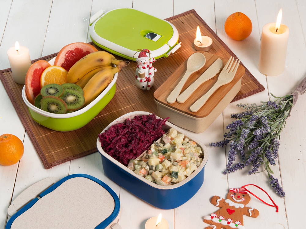 Ланч-бокс Shen из пшеничного соломенного волокна, синий-5