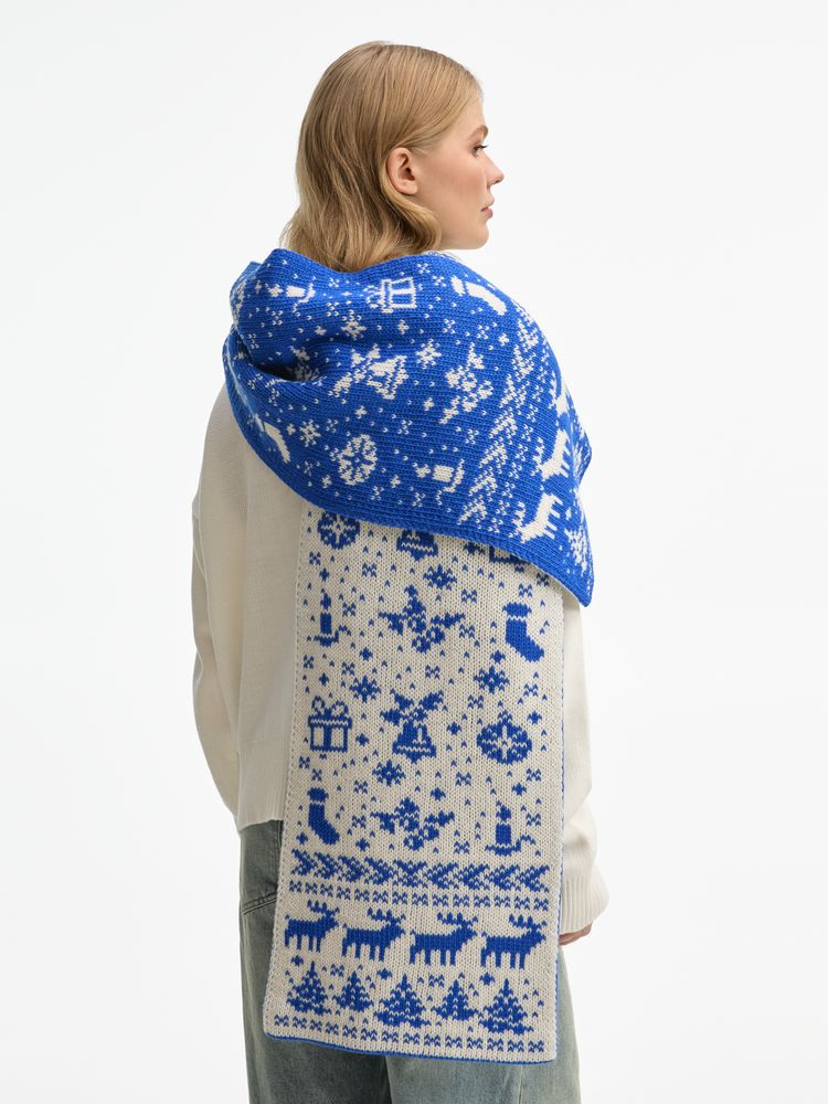 Шарф Holidale, синий с молочным-3