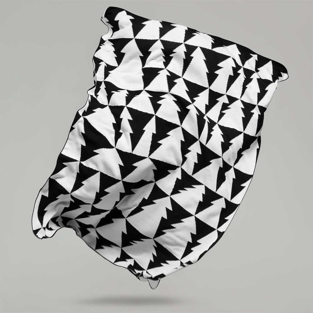 Плед «Танцующий лес», белый с черным-4