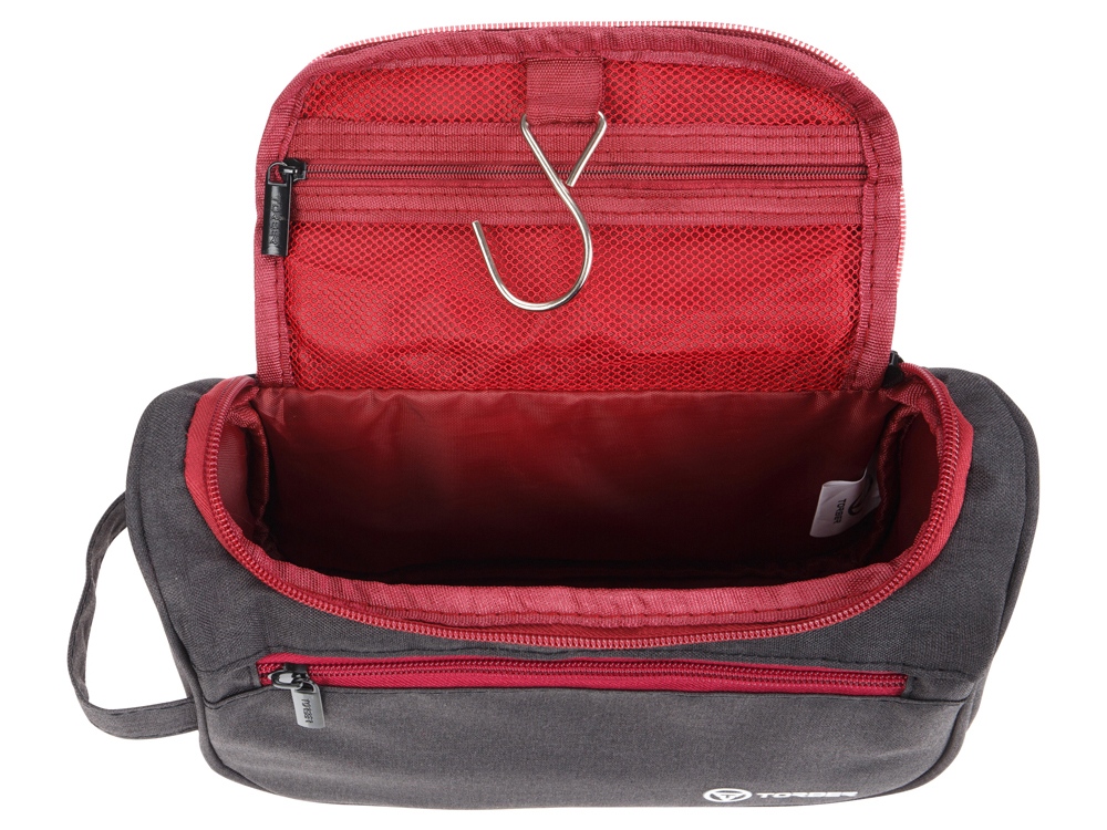 Несессер TORBER, дорожный, чёрный/бордовый, полиэстер 300D, 24 х 16 х 9 см-2