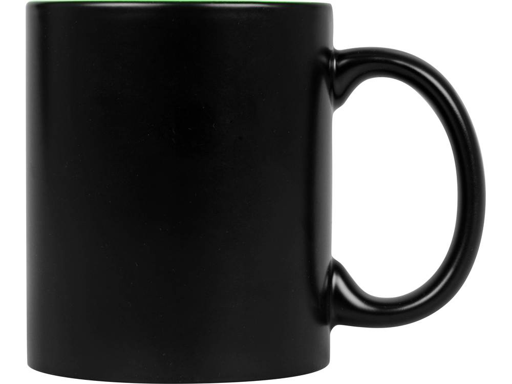 Кружка с покрытием для гравировки Subcolor BLK, черный/зеленое яблоко-2