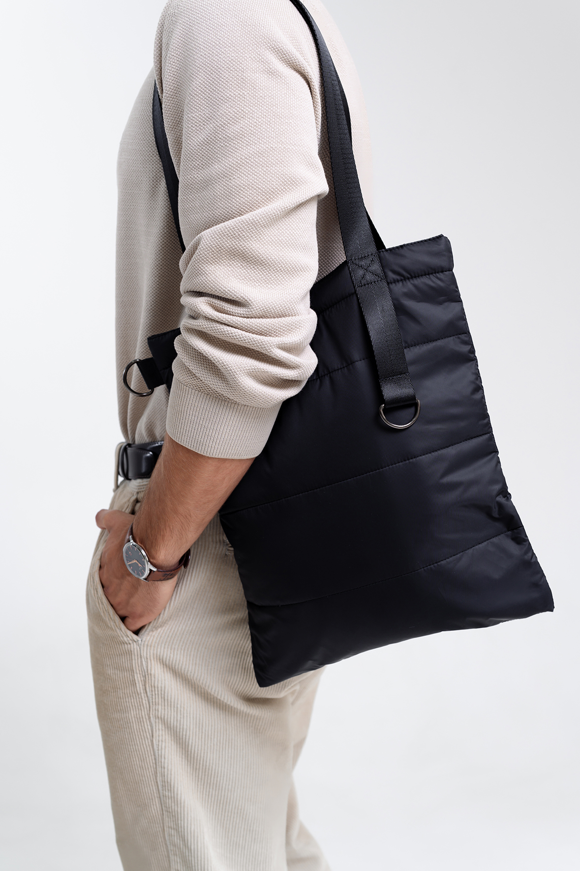 Шоппер Superbag Bubble New, со скрытой магнитной кнопкой (черный)-5