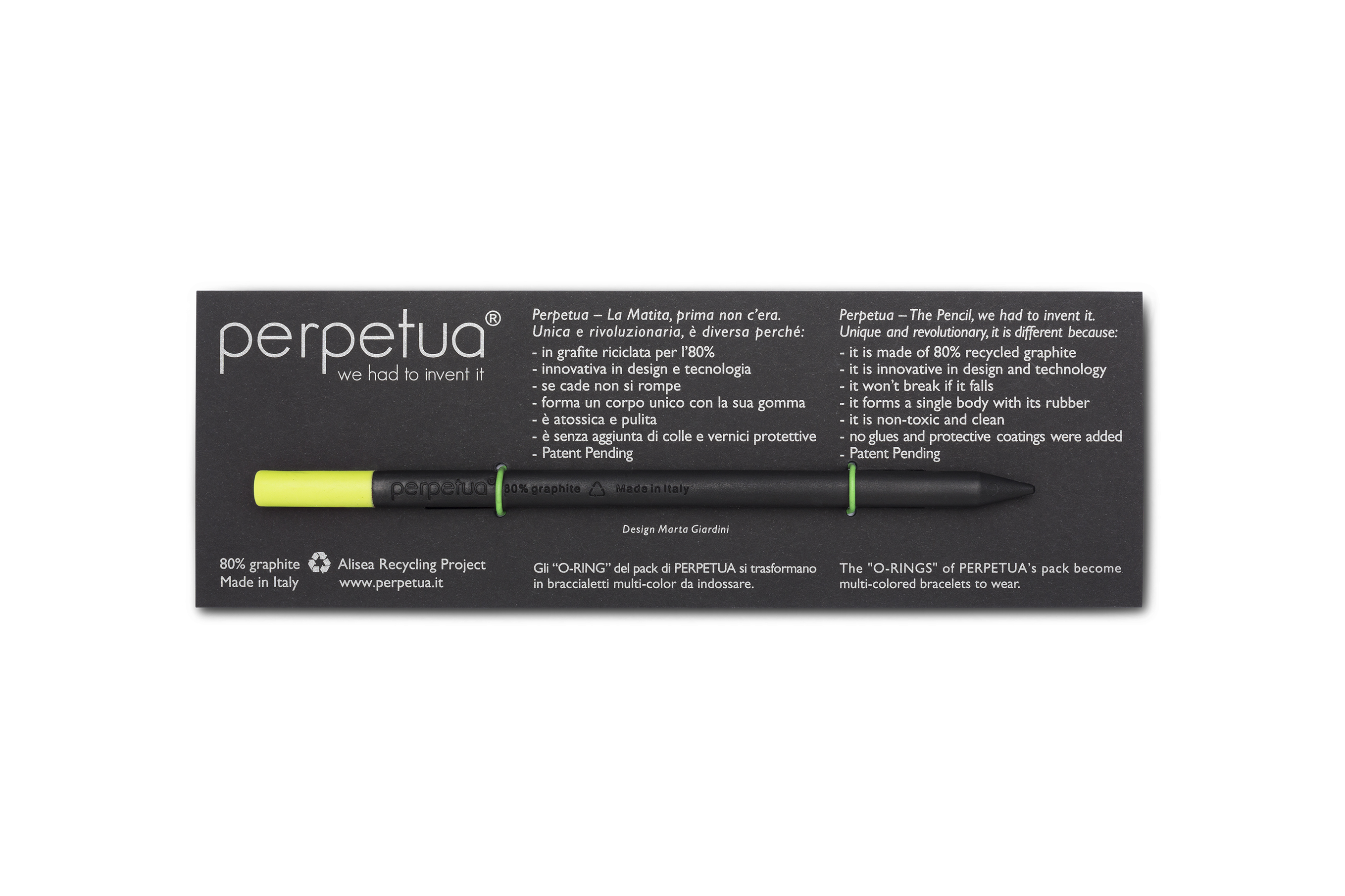 Карандаш графитовый Perpetua с ластиком цвета лайм-0