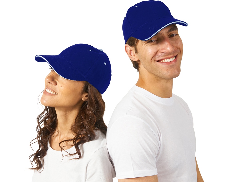 Бейсболка New Castle 6-ти панельная, кл синий/натуральный-0