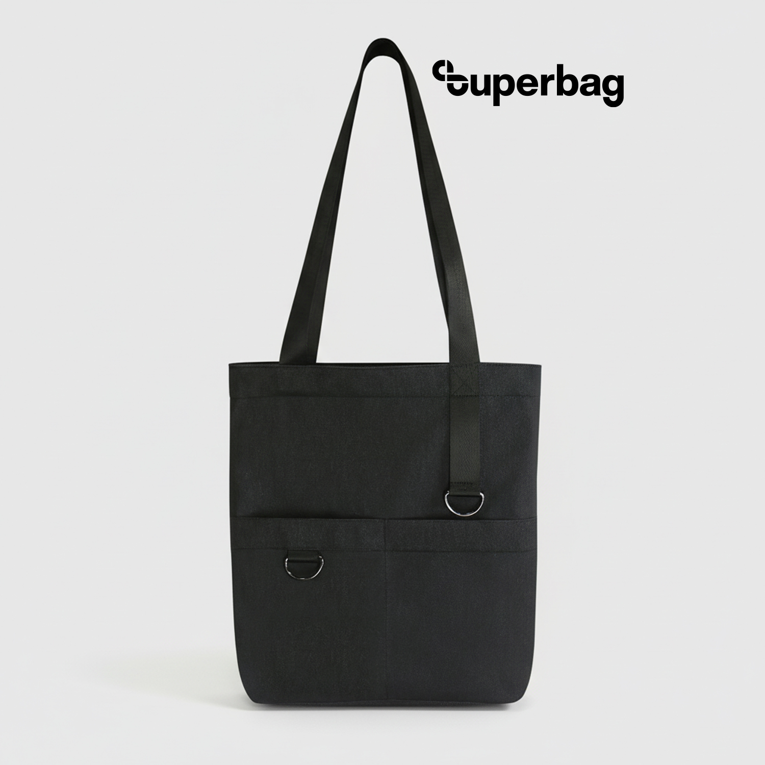 Шоппер Superbag ZIP, с двумя карманами и молнией (черный)-0