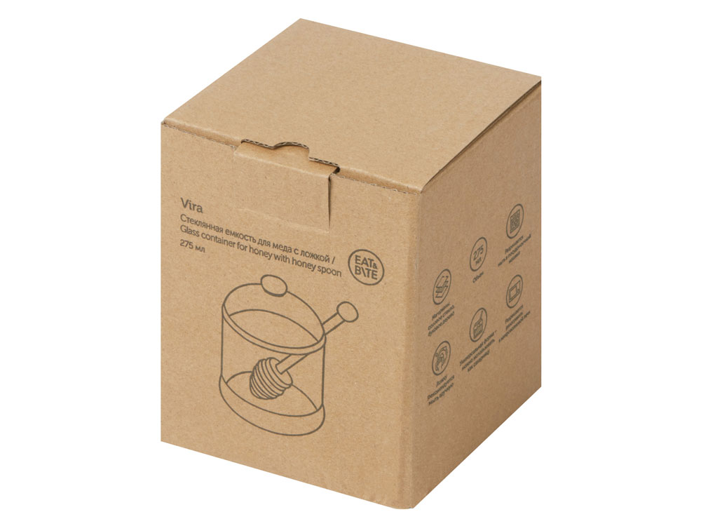 Стеклянная емкость для меда с ложкой Vira-6