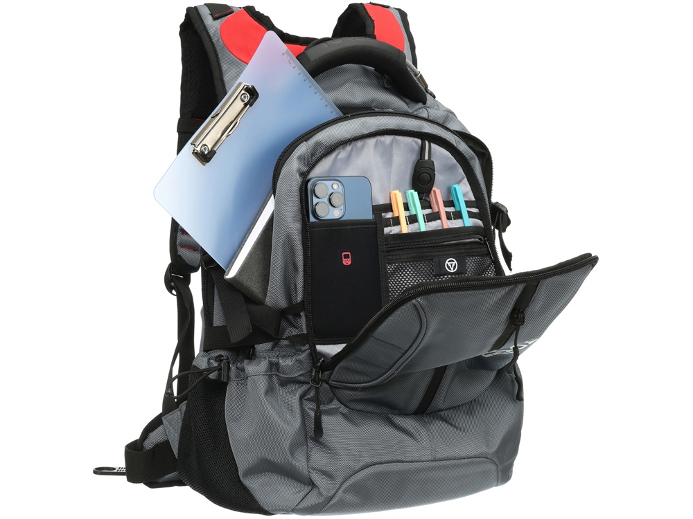 Рюкзак TORBER DRIVE с отделением для ноутбука 15, серый/красный, полиэстер 1680D, 36x17x50 см, 30 л-9