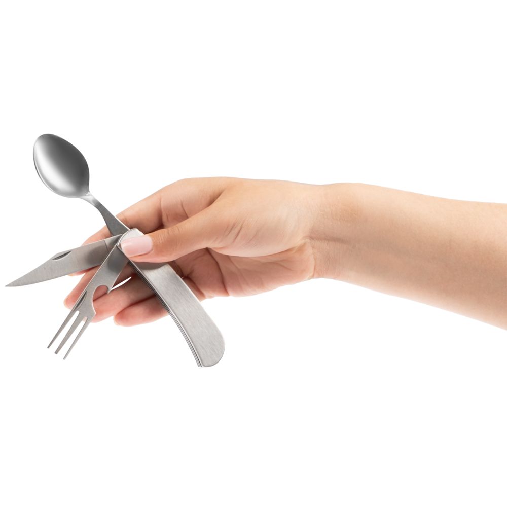 Походный складной столовый прибор Campsite Fold, стальной-4