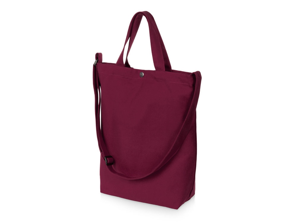 Сумка Helfer из хлопка на кнопке с регулирующейся лямкой, бордовый-0