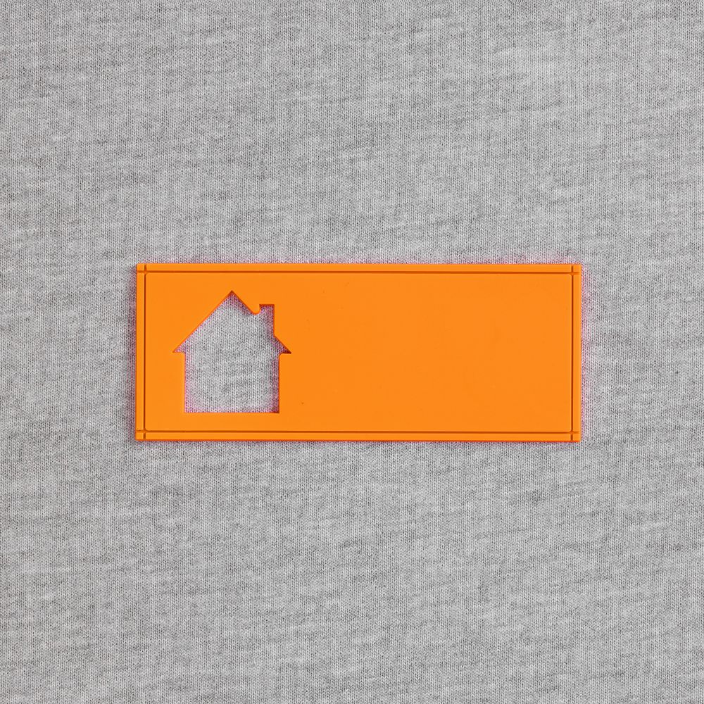 Лейбл из ПВХ с вырубкой «Дом», оранжевый неон-1