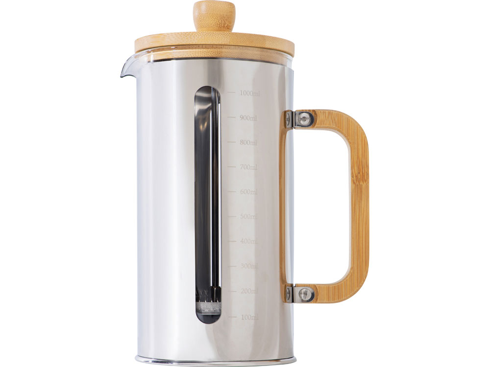 Френч-пресс в стальном корпусе и ручкой из бамбука Coffee break, 1000 мл-2