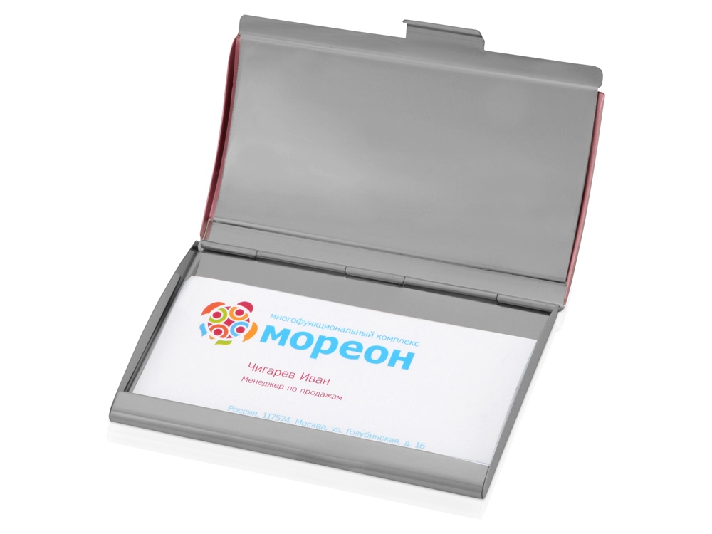 Визитница Смит, розовый/серебристый-1