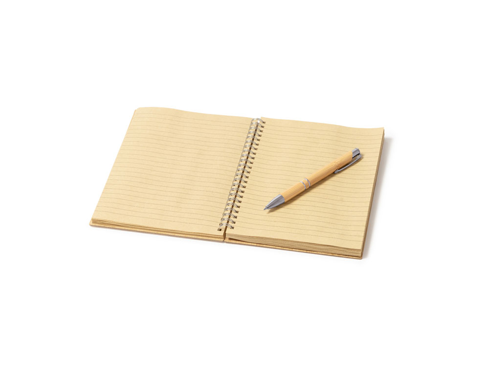 Набор GALA: блокнот А5, ручка шариковая, бамбук, бежевый-3