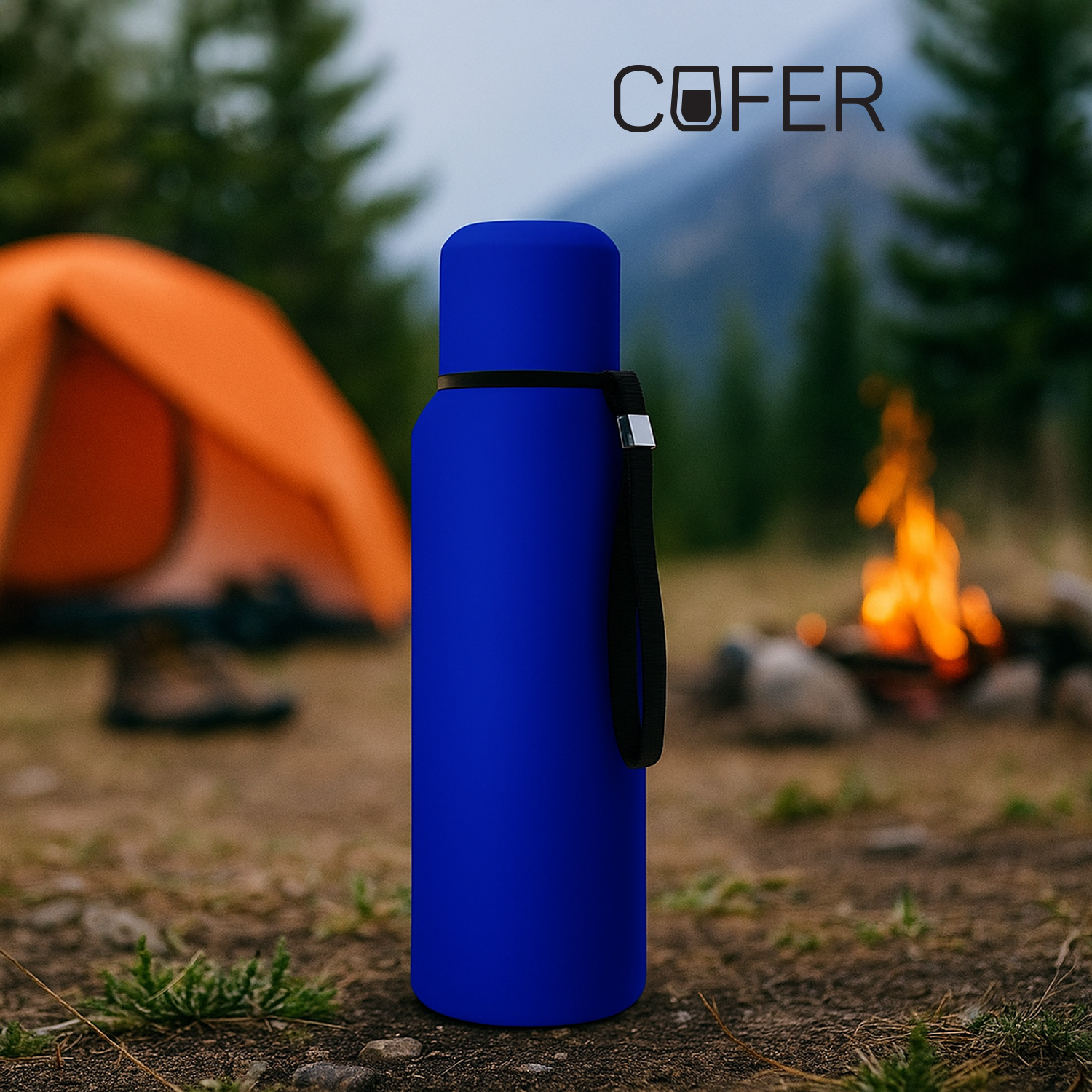 Термос Travel софт-тач 750мл (синий)-0