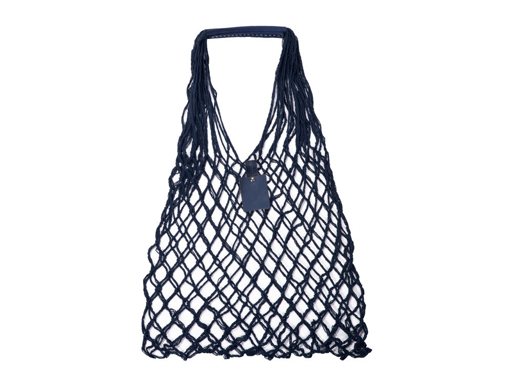 Авоська Dream L наплечная 25 литров с кожаными ручками, темно-синий-0