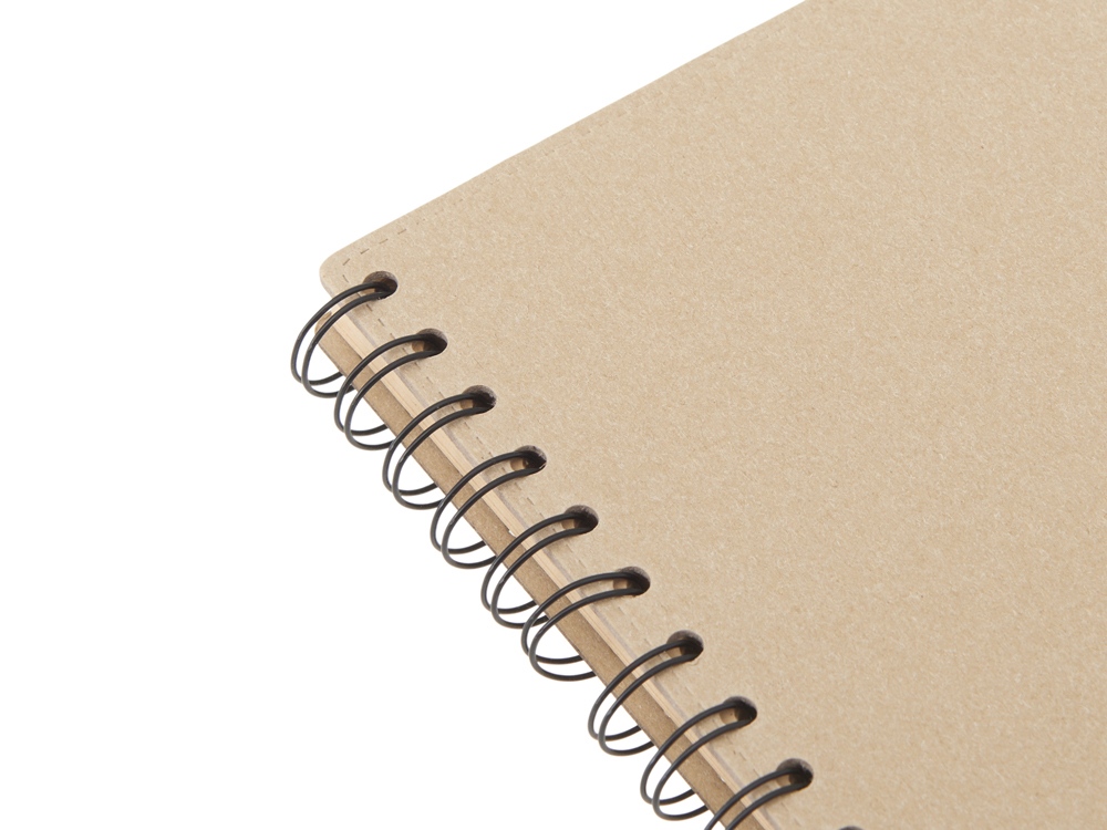 Блокнот на спирали в картонной обложке с переработанной бумагой Mania, натуральный-3