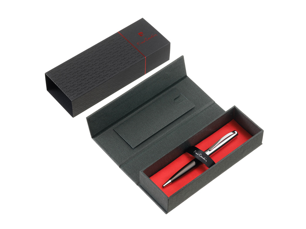 Ручка шариковая Pierre Cardin LEO, цвет - серебристый и черный. Упаковка B-1-4