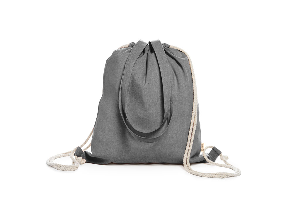 Рюкзак-мешок VARESE из переработанного хлопка, черный-2