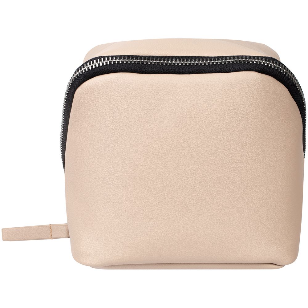 Дорожная косметичка Cubo, бежевая с логотипом-3